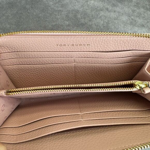 Tory Burch Metallic Gold Pink Full Zip Wallet - Picture 10 of 13